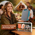 Gintan Camping Cutting Board, 9-in-1 Collapsible Chopping Board with Colander, Kitchen Vegetable Washing Basket for Camping, Camping Gifts Camping Accessories for RV Campers (Blue+Grey)