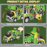 Trash Truck Toy with 4 Trash Bins | Front Lifting Frame for Garbage Disposal | Waste Management Garbage Truck Toys | Light & Sound Effects | Holiday and Birthday Gift for Boys & Girls