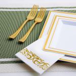 200 Pack Guest Towels Disposable Bathroom, Soft and Disposable Hand Towels, Decorative Bathroom Napkins for Party,Dinners, Wedding, Thanksgiving, Gold