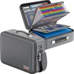 DocSafe Fireproof Document Box with Lock, Hard Case File Organizer with Accordion File Folder, Fireproof Water Resistant Safe Box Home Office Travel Storage for Important Documents Laptop Gray