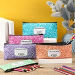 Epakh 5 Pcs Back to School Gifts Pencil Case Pouch 8.7 x 3.9 Inches Composition Book Portable Pencil Bag with Zipper Multipurpose Cute Pen Pouch for Stationery Organizer Teachers Gifts (Classic)