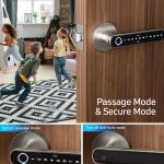 TMEZON Smart Door Lock Fingerprint, Keyless Entry Door Lock with Handle, APP/IC Cards/Codes/Keys/Fingerprints Biometric Electronic Keyless Entry Lock for Bedroom Home Hotel Office