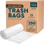 33 Gallon Trash Bags - 250 Count - 33" x 40" Clear Plastic Garbage Bags Tall Can Liners - Cleaning Products for Home, Office Bulk Trash, Light Residential or Commercial Waste, Indoor and Outdoor Use