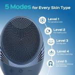 COSLUS Facial Cleansing Brush Face Scrubber: Portable Silicone Waterproof Rechargeable Face Wash Brush, 5 Cleansing Modes, Electric Deep Cleaning for Men & Women, Removing Blackhe, Exfoliating