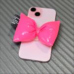 Pink 360-degree Rotating Mobile Phone Handle Stand, Retractable Folding, for Smartphone Tablet Accessories, Bow airbag Mobile Phone Handle Stand