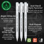 PANDAFLY White Gel Pens, 0.5mm Extra Fine Point Opaque Archival Ink Pen for Journaling, Art, or Drawing - For Artist Gifts, Holiday Gifts & DIY Projects, 3 Pack