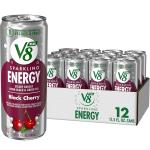 V8 +Energy Sparkling Black Cherry Juice Energy Drink, 11.5 fl oz Can (12 Pack)
