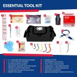Fully Stocked Trauma First Aid Kit – First Responder II Bag with Tools, Gauze, Bandages, Scissors & Gloves – Compact & Portable – OSHA and ANSI Compliant – Black