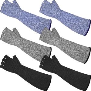 JenPen 3 Pairs Protective Arm Sleeves Arm Protectors for Thin Skin and Bruising Cut Resistant Sleeve Level 5 Burn Protection(Black, Gray, Blue,L)