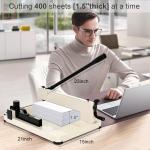 12 Inch Heavy Duty Paper Cutter,Guillotine Paper Cutter Heavy Duty for A4 Paper,Stack Paper Trimmer 400 Sheet Capacity,White A4 Guillotina para Papel for Office Home School.