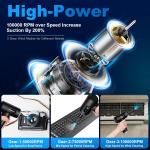 Compressed Air Duster-3 Gear justable 100000RPM Electric Air Duster with LED Light, Rechargeable Cordless Air Blower for Keyboard Electric Devices Cleaning. Replaces Compressed Air Cans (Black)