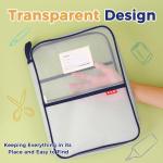 Pendancy Mesh Zipper Pouch 14.8x10.8 in Transparent Lightweight Nylon File Folders, A4 Size Multi-layer Subject Document Organizer Accessories Storage bag for Office and School Supplies(4 PCS)