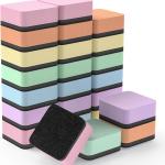 MaxGear Whiteboard Erasers, 24 Pack Magnetic Dry Erase Erasers for Classroom, Mini Whiteboard Cleaning Ps, Chalkboard Wiper Teacher Supplies for School, Office, Home, 6 Macaron Color Set, 2 x 2 Inch