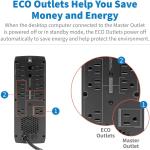 Tripp Lite 1500VA UPS Battery Backup Surge Protector, AVR, 10-Outlet Uninterruptible Power Supply, USB Charger, Ethernet Protection, 3-Year Warranty & 250,000 Insurance (ECO1500LCD)