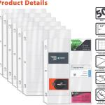 Better Office Products 50/Box Clear Heavyweight Business Card Sleeve Pages, Refill Pages, 10 Pockets Per Sheet, 3 Ring Business Card Binder Sheets, 50 Count