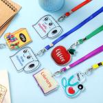 6 Sets Acrylic Back to School Hall Pass Lanyards Unbreakable School Passes Set for Teachers Cute Classroom Passes for Bathroom, Office, Library and Nurse Classroom Supplies(Cute)