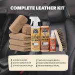 Chemical Guys Leather Cleaner and Conditioner Detailing Kit - Leather Care Kit For Natural, Synthetic, Faux, Pleather, and More for Car Interiors, Apparel, Furniture, Boots & Accessories - 9 Items