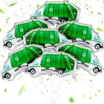 12 Pack Garbage Truck Foil Balloon Trash Truck Birthday Party Decoration Trash Waste Management Recycling Green Foil Balloon Baby Shower Party Favor Supplies