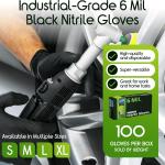 Inspire Black Nitrile Gloves HEAVY DUTY 6 Mil Nitrile Chemical Resistant Medical Cooking Cleaning Disposable Black Gloves