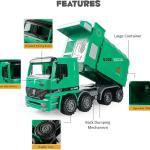 Liberty Imports Kids 14" Garbage Truck Toy, Large Friction Powered Sanitation Waste Management Truck Play Vehicle with Side Loing and Back Dump