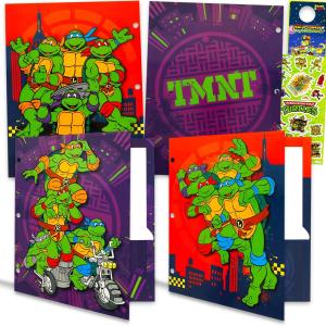 Teenage Mutant Ninja Turtles Folder Set - Bundle with 4 Laminated Folders with 2 Pockets Each for Office, Class, Plus More | TMNT School Supplies