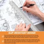 Stainless Steel Metal Ruler with Non-Slip Cork Back for Home Improvement, Planner Accessories, College School Supplies, Drafting Tools, Architecture Supplies, 30.5 Centimeters & 12 inches