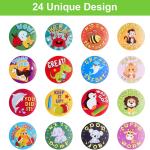 Outus 3 Rolls Motivational Stickers for Kids, 1500 Pcs Inspirational Cartoon Reward Stickers Teacher Supplies for Potty Training School Classroom Students Prizes, 24 Designs(Vivid Style)