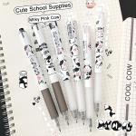 Cute Pens Kawaii 0.5mm Black Ink Gel Pens Fine Point Smooth Writing Ballpoint for Office School Supplies Nice Fun Gifts for Kids Girls Women Pens for Journaling, Pack of 6pcs (Little Milky Cow)