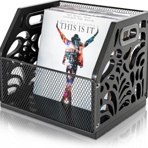 CILXGQLN Vinyl Record Holder, Sturdy Wooden Album Storage for Vinyl Records, Holds 70+ LPs, Perfect for Records, Files, Books & Magazines (Black)