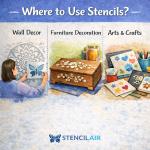 Sun Moon Stars Logo Stencil Reusable Sturdy Flexible Clear Plastic 1-5.5x5.5 in Arts and Crafts Material Scrapbooking for Airbrush Painting Drawing