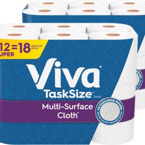 Viva Multi-Surface Cloth Paper Towels, Task Size - 12 Super Rolls (2 Packs of 6) - 81 Sheets Per Roll