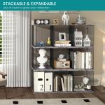 ELITEROO Vinyl Record Holder, Stackable Vinyl Record Storage Box, Wood Cube Organizer Book Crate Bin for Magazine, Files, Albums, Toys, Rustic Grey