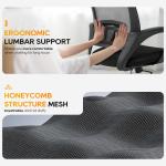 BestOffice | Ergonomic Office Chair | Mid-Back Swivel Desk Chair | Breathable Backrest & Lumbar Support | justable Height | Sponge Seat | Rolling Wheels | Dark Black | for ults & Women