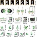 Whaline 29 Pieces Eucalyptus Bulletin Board Set Welcome Banner Simply Boho Bulletin Board Decor Boho Greenery Calendar Cutout Decorations for Back to School Classroom Teacher Supply