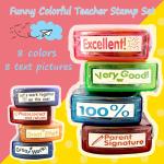 Teacher Stamps for Gring Classroom,Parent Signature Teacher Self-Inking Stamp Set for Homework Teacher Supplies with 8 pcs