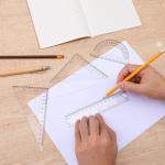 4 PCS Plastic Ruler Math Geometry Set, Transparent Measuring Tool Kit Includes Protractor Straight Ruler Triangle Rulers for School Office Home Teachers Students Supplies