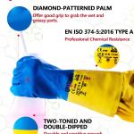 Neoprene and Rubber Blend Heavy-Duty Chemical Gloves, Protective industrial gloves for Resist Acid, Alkali, Hazmat, cleaning, dishwashing, Large