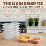 20 Pack Reusable Snack Containers with Lids – Snack Tray & Portion Control Containers, Lunch Accessories for Kids, Fruit Containers for Lunch Box, Perfect for School Lunch & Meal Prep