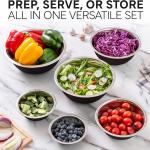 COOK WITH COLOR Stainless Steel Mixing Bowls Set - Nesting Bowls, 6 Pieces, Black