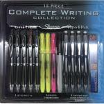 15 Piece Complete Writing Collection Includes Gel Pens, Highlighters, Pencils