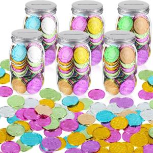 Roowest 306 Pieces Reward Jars for Kids Coin Jar Tokens for Kids Behavior 6 Classroom Reward Jar Plastic Coin Jar 300 Behavior Tokens for Classroom School Teacher Teaching Supplies(16 Oz)