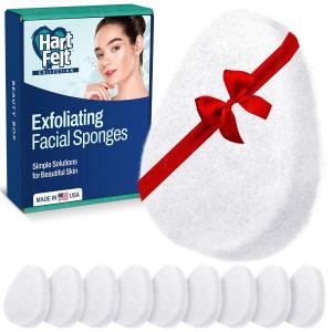 HartFelt [10 Pack] Regular Exfoliating Facial Sponge for Face - Daily Cleansing Scrubber - Buf Dirt Away with Puf Styled Reusable Face Ps for Removing Makeup, Dirt, and De Skin - Me in USA