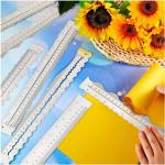 Henoyso 7 Pcs Metal Paper Tearing Ruler Deckle Edge Craft Stainless Steel Paper Cut Tool 12 Inch Irregular Edges Ruler Measurements Tool with 2 Watercolor Pen for Craft School Scrapbook