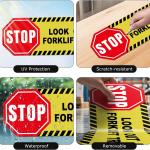 5 Pack Stop Look Out for Forklift Traffic Floor Sticker 24 × 6 Inches Caution Warning Safety Sign Self hesive Vinyl Waterproof Anti-Slip Signage for Construction Site Warehouse Workplace