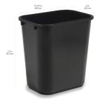 Basics Small Trash Can, Rectangular Commercial Office Wastebasket, 3 Gallon (Pack Of 2), Black