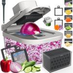 11-in-1 Vegetable Chopper for Kitchen, Food Chopper with Container, Mandoline Slicer Onion Dicer, Veggie Cutter for Fruit Sal Kitchen Ggets Essential Tools (Grey)