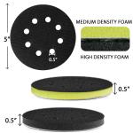 S&F STEAD & FAST Orbital Sander Foam P 5 inch, Foam Sanding Ps for Orbital Sander 2pcs, Interface P 8 Holes, Hook and Loop Backing Ps, Soft Sander Cushion, Sponge Buffer