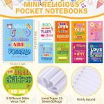 Crtiin 48 Pcs Include 24 Bible Verse Notep 24 Pencils Kids Christmas Christian Church Gifts Students Classroom Award Religious Notebook Bible Pencils Prayer Pocket School(Classic Style,Eclectic)
