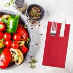 Red Napkins Hand Towels Disposable, Linen-Feel Dinner Napkins with Prefolded Built-in Flatware Pocket, Guest Paper Hand Towels For Wedding, Dinner Or Party (16x16in, 50Pack）