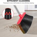 NACENA Broom and Dustpan Set, 52-in Long justable Handle Broom Dustpan Combo with Dustpan Teeth to Automatically Clean Hair Suitable for Home Kitchen Office Hall Floor（Black&Red）